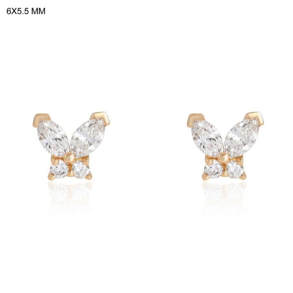 Golden Age 14K (or 18k upon request) Yellow Gold Diamond Stud Earrings